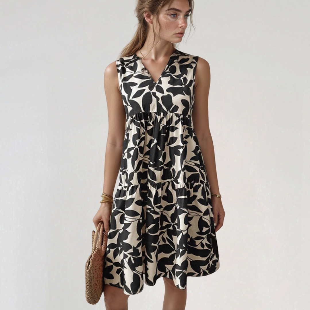 Sleeveless Floral Print Summer Midi Dress