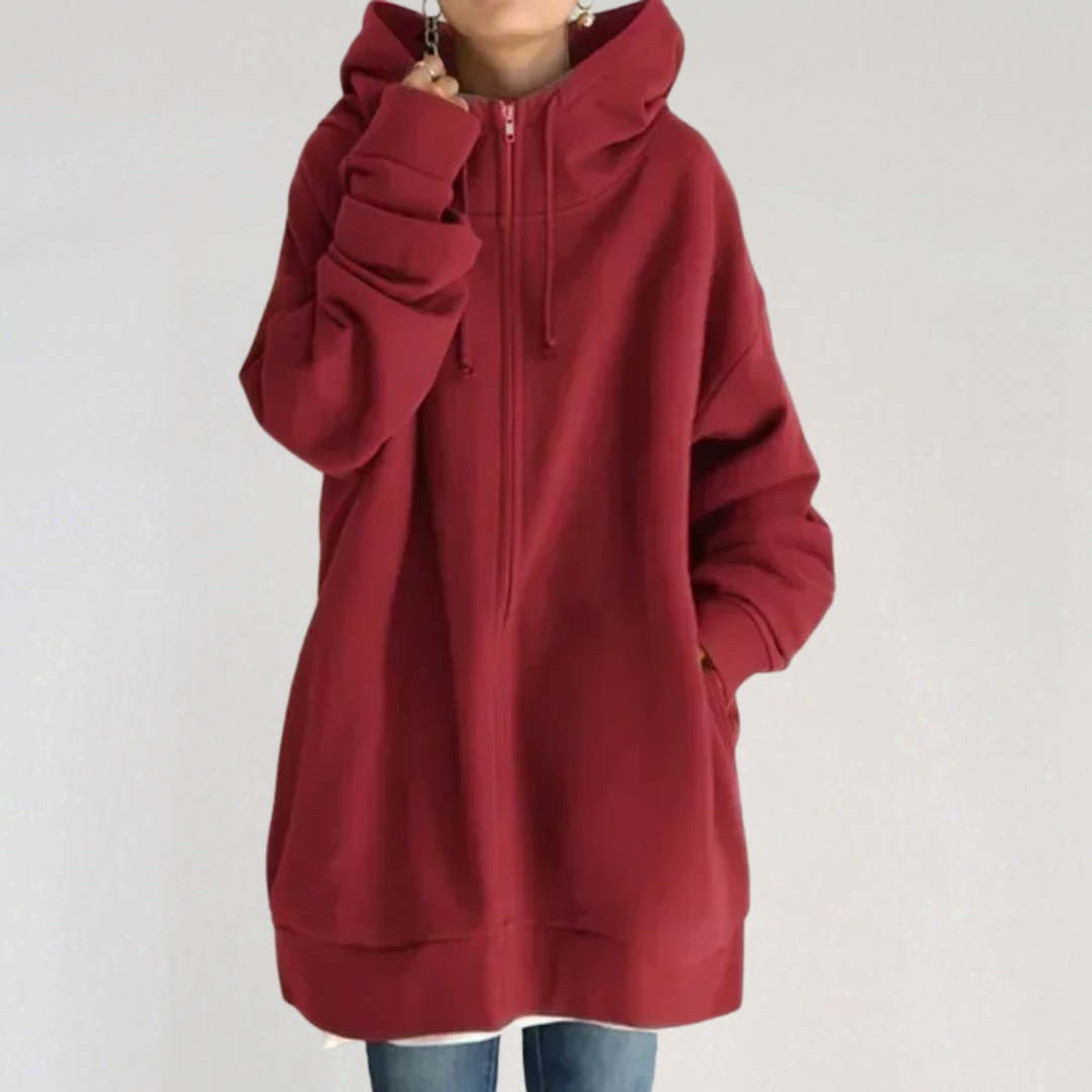 Long Women's Hoodie with Zipper for Autumn/Winter