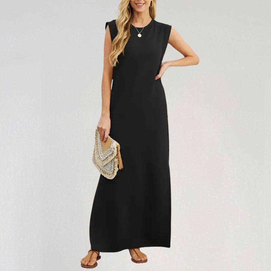 Elegant Maxi Dress with Split and Pockets for Women