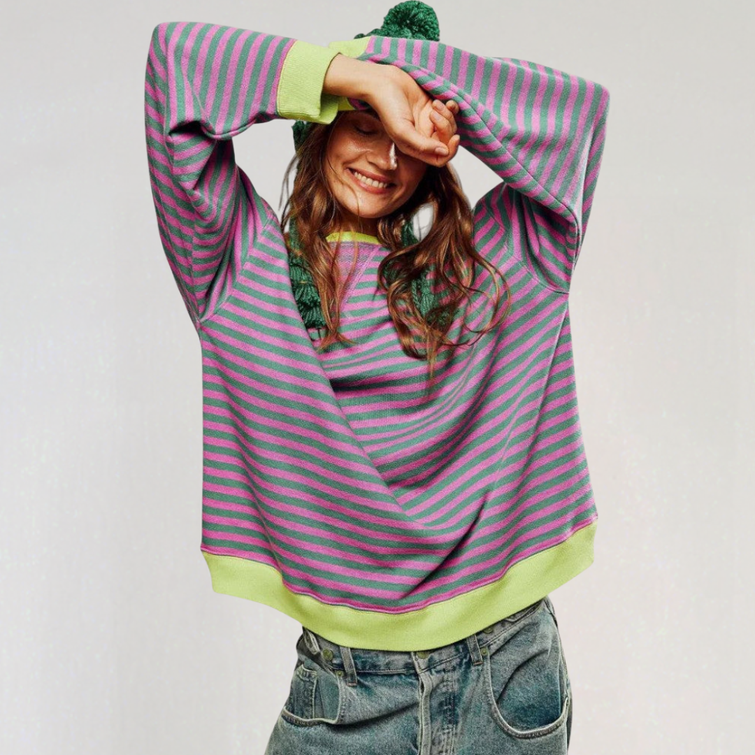 Causal Oversized Stripped Sweatshirt for Women
