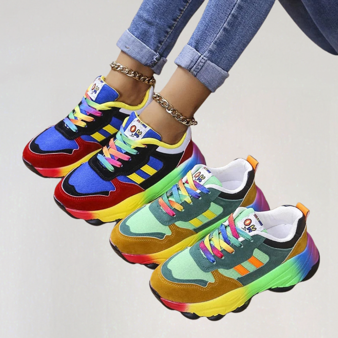 Rainbow Chunky Sneakers for Women | Colorful Platform Fashion Trainers