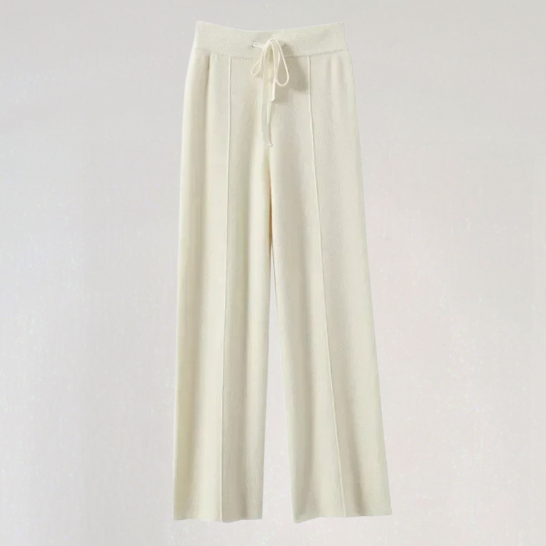 Women’s Cashmere Wide-Leg Knit Pants | High-Waist Lounge Trousers for Winter Comfort & Style