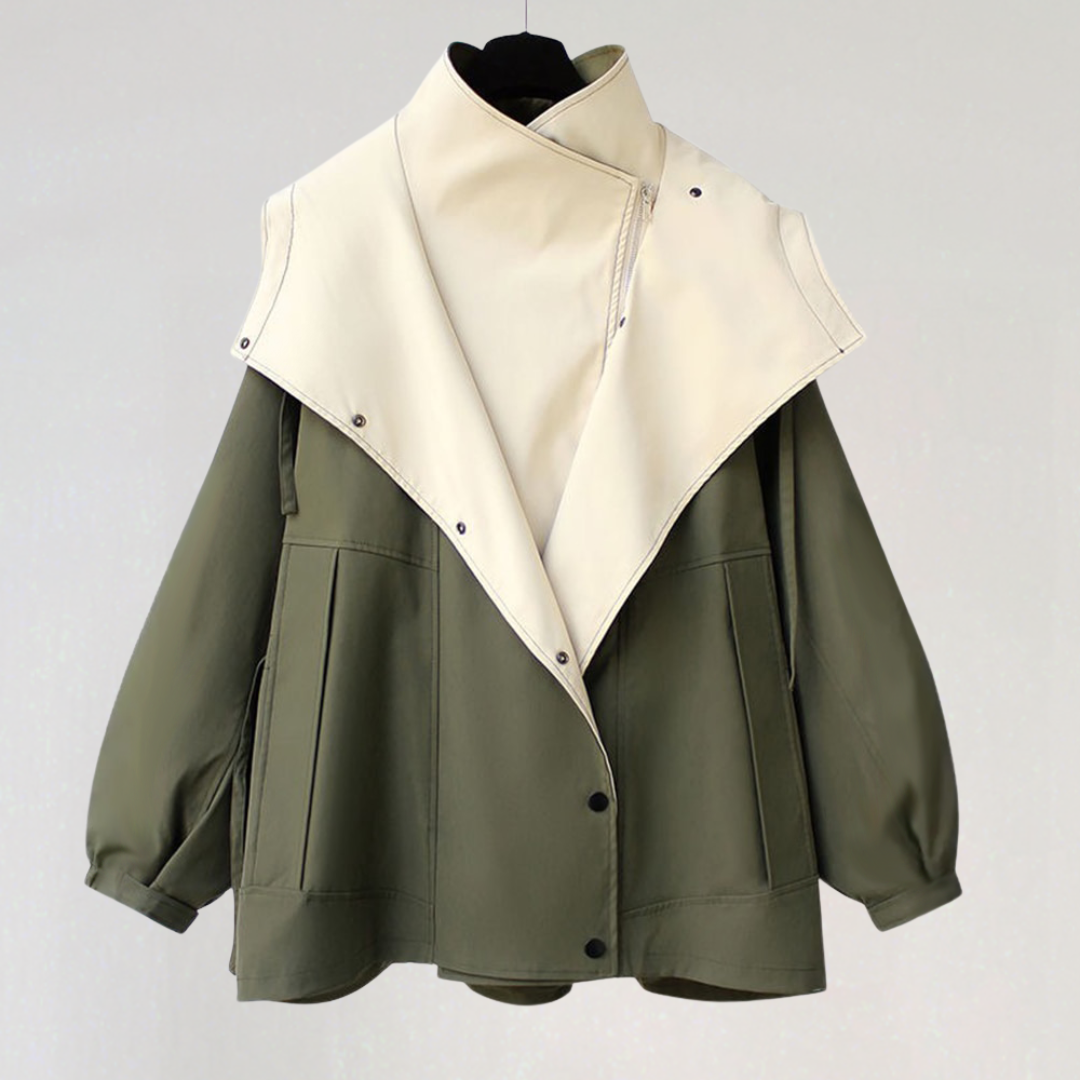 Elegant Two Tone Trench Coat for Women