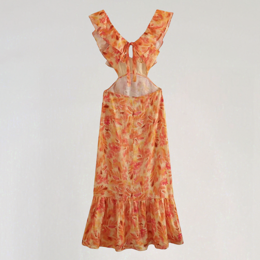 Sleeveless Summer Maxi Dress with Ruffle Straps