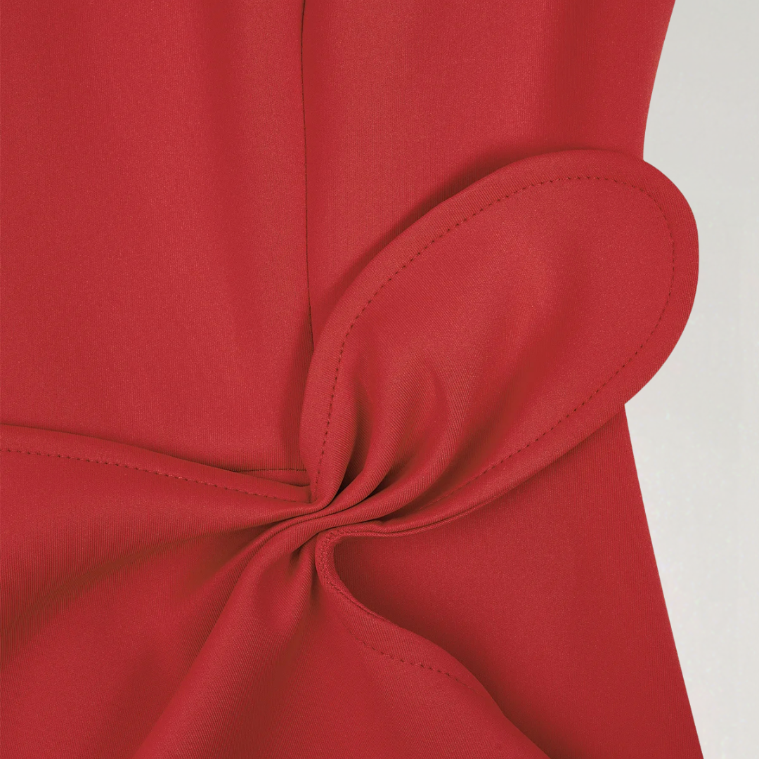 Elegant Asymmetric A-line Dress with Waist Twist