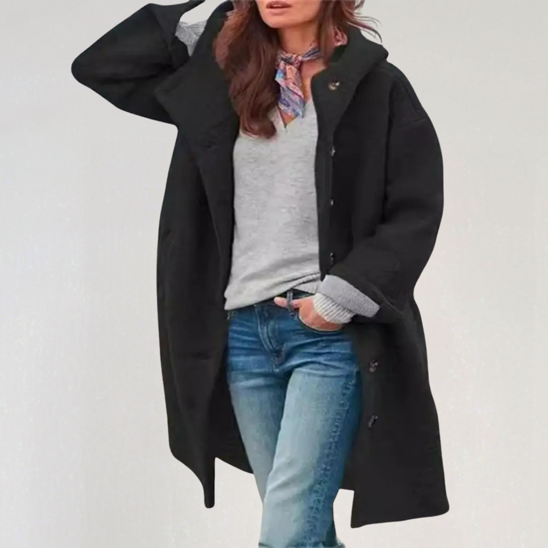 Oversized Double‑Breasted Wool Blend Coat