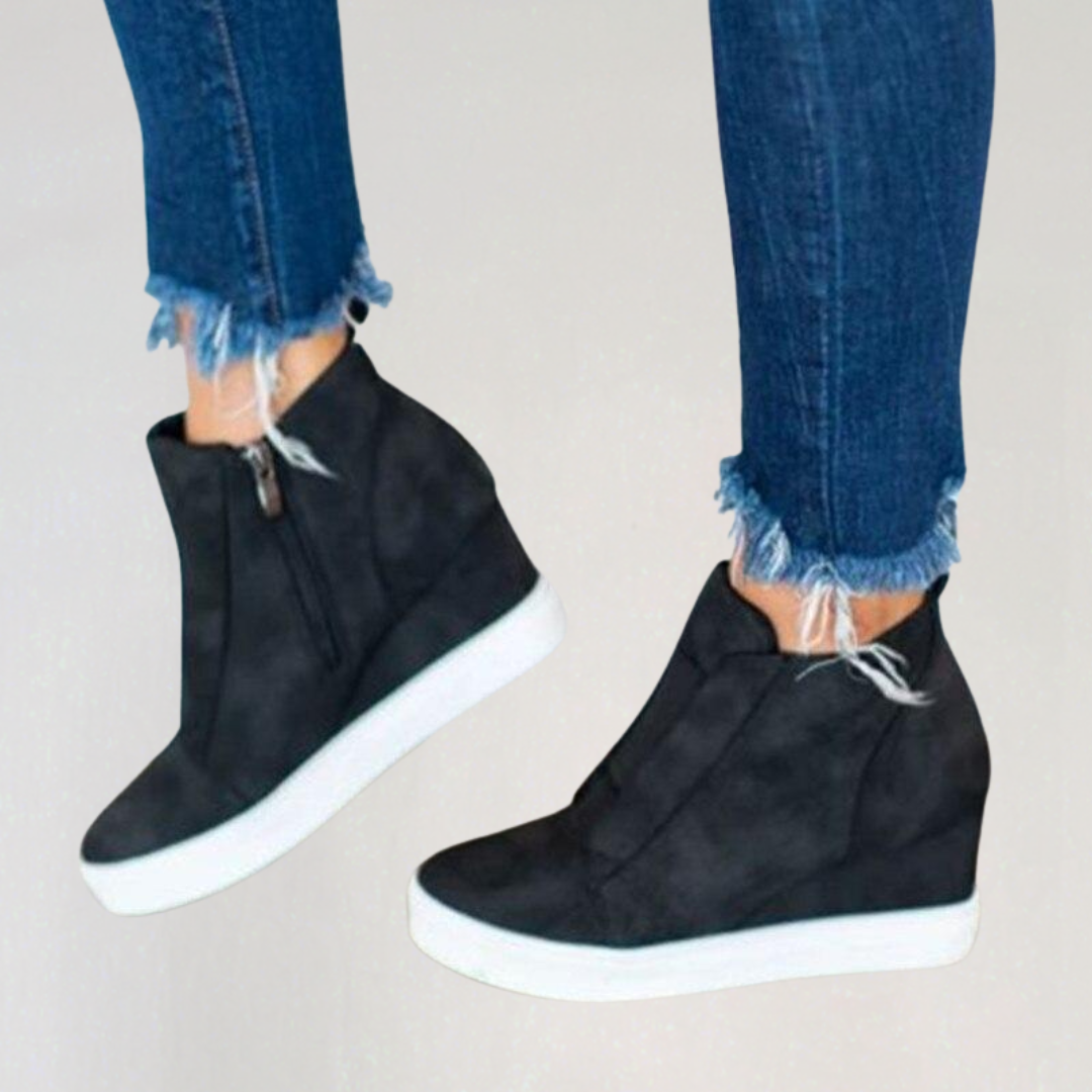 Platform Ankle Boots with Side Zipper | Women's Wedge Sneakers