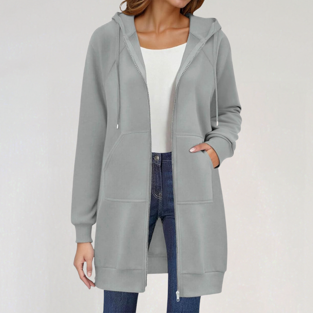 Women’s Long Oversized Zip-Up Hoodie Cardigan