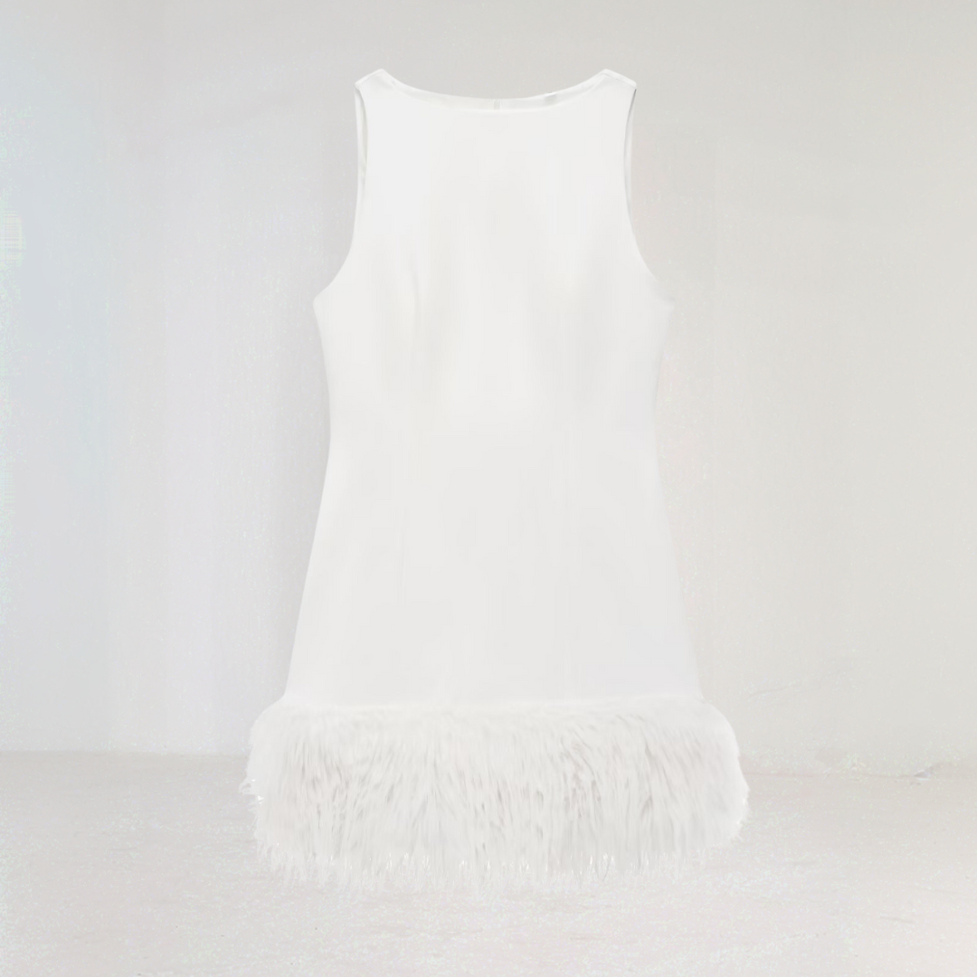 Elegant Feather Trim Mini Dress