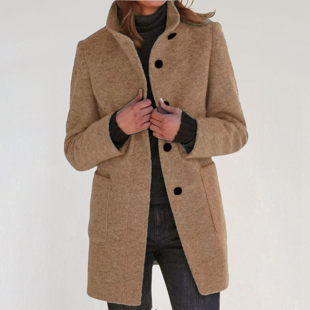 Women's Coat with Stand-up Collar