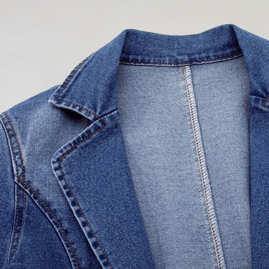 Casual Denim Jacket with Pockets | Women’s Denim Blazer Jacket
