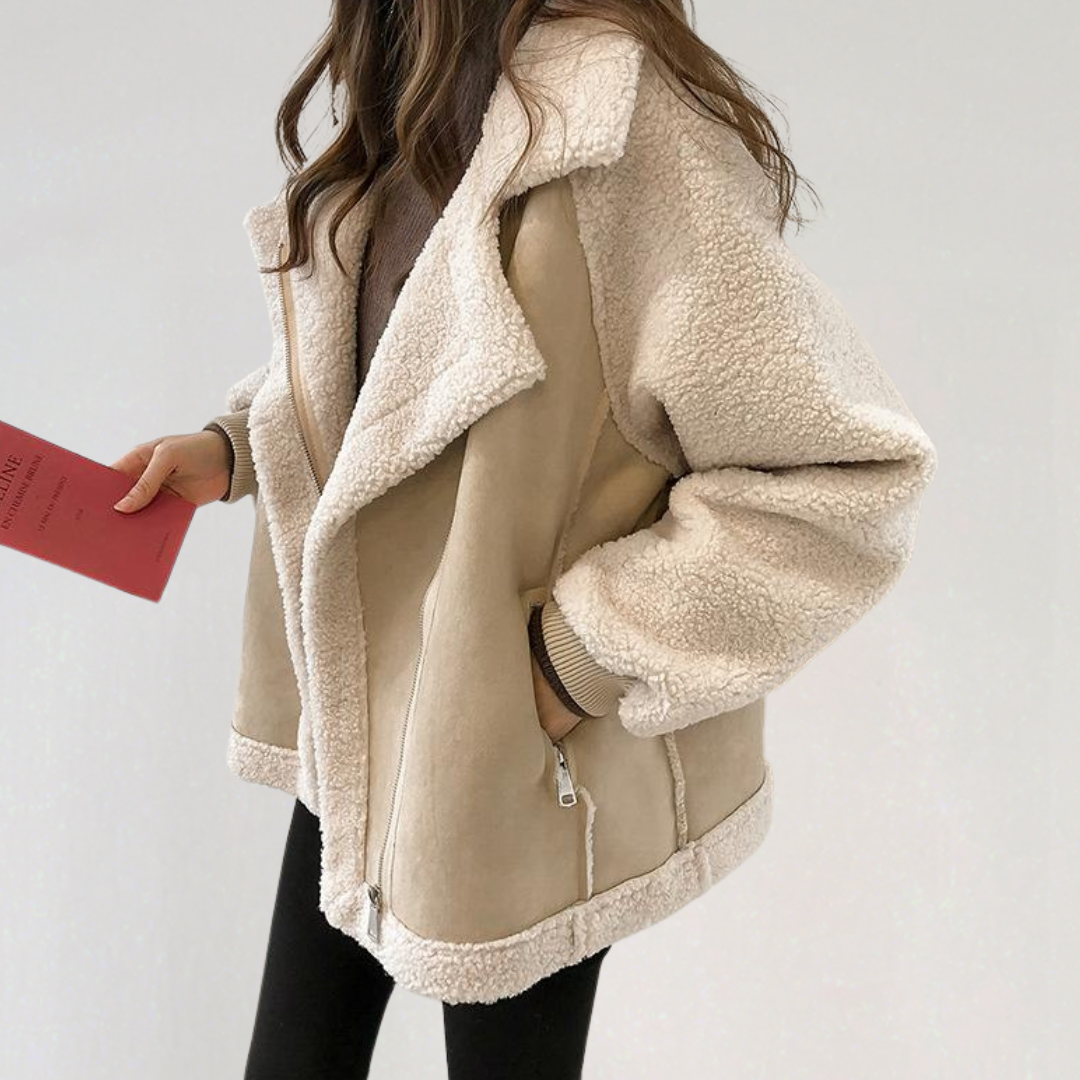 Women’s Faux Suede Shearling Jacket | Oversized Sherpa Lined Winter Coat