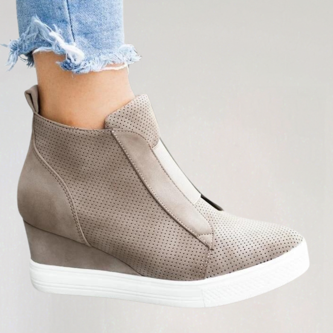 Platform Ankle Boots with Side Zipper | Women's Wedge Sneakers