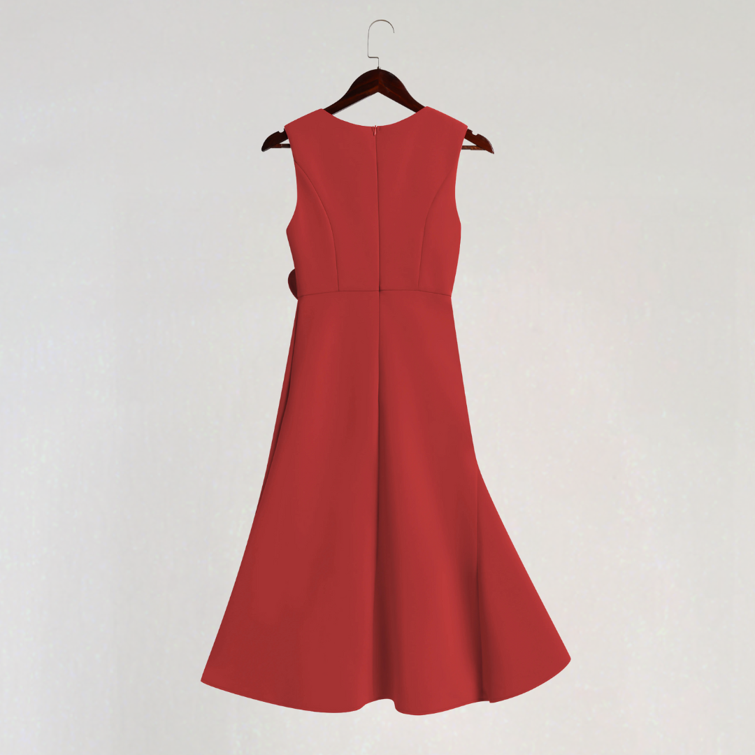 Elegant Asymmetric A-line Dress with Waist Twist