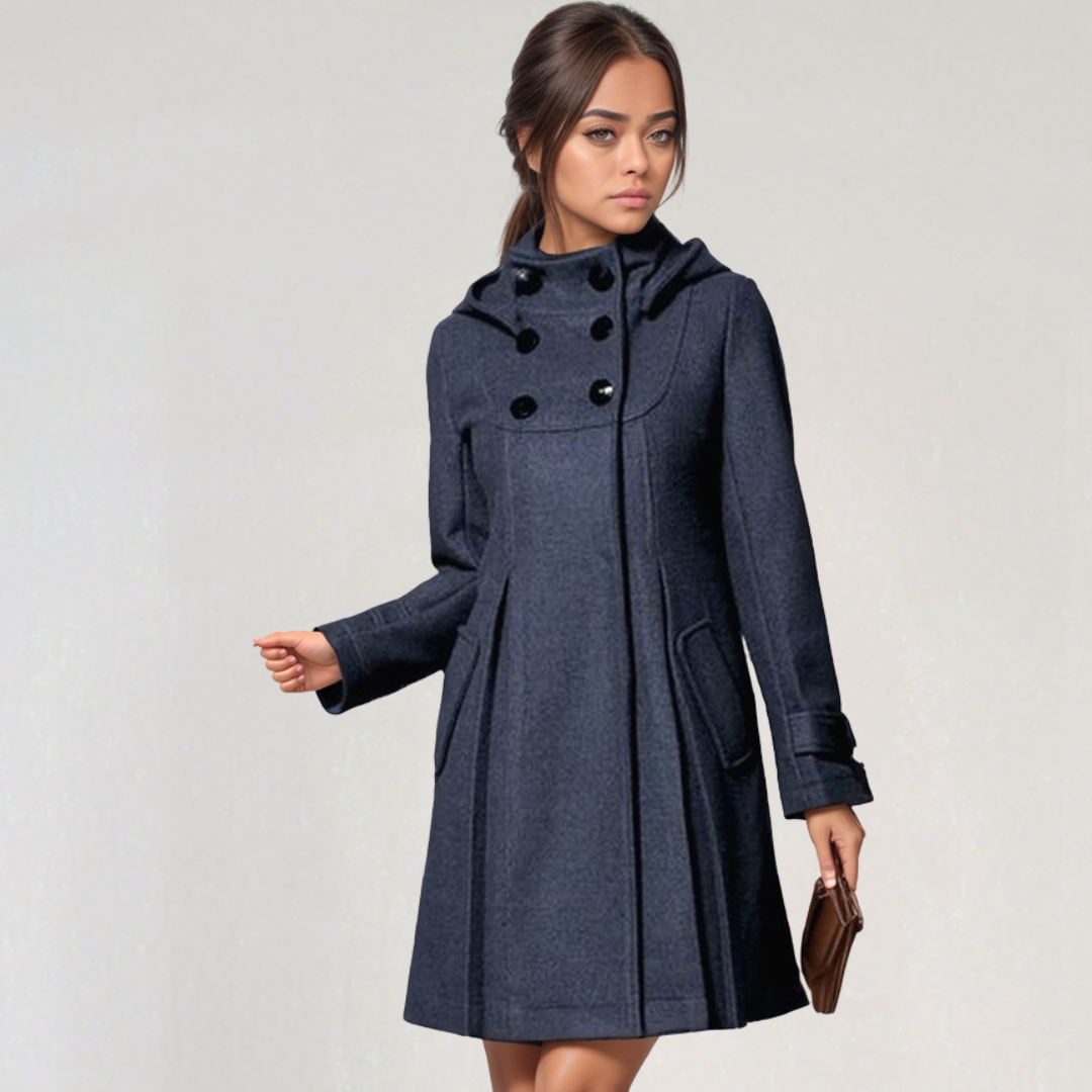 Elegant Overcoat with Hood | Double-Breasted Jacket for Cold Weather