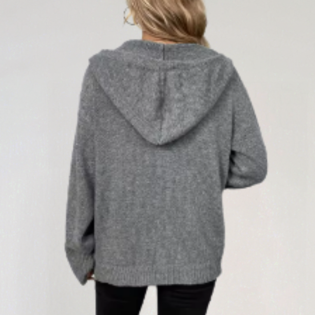 Hooded Button-Up Knit Cardigan | Cozy Casual Layering Piece