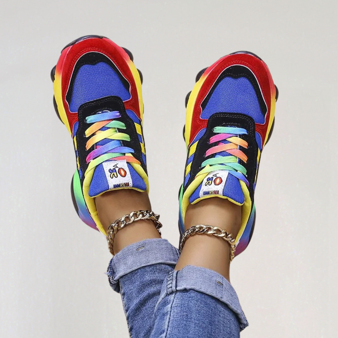 Rainbow Chunky Sneakers for Women | Colorful Platform Fashion Trainers