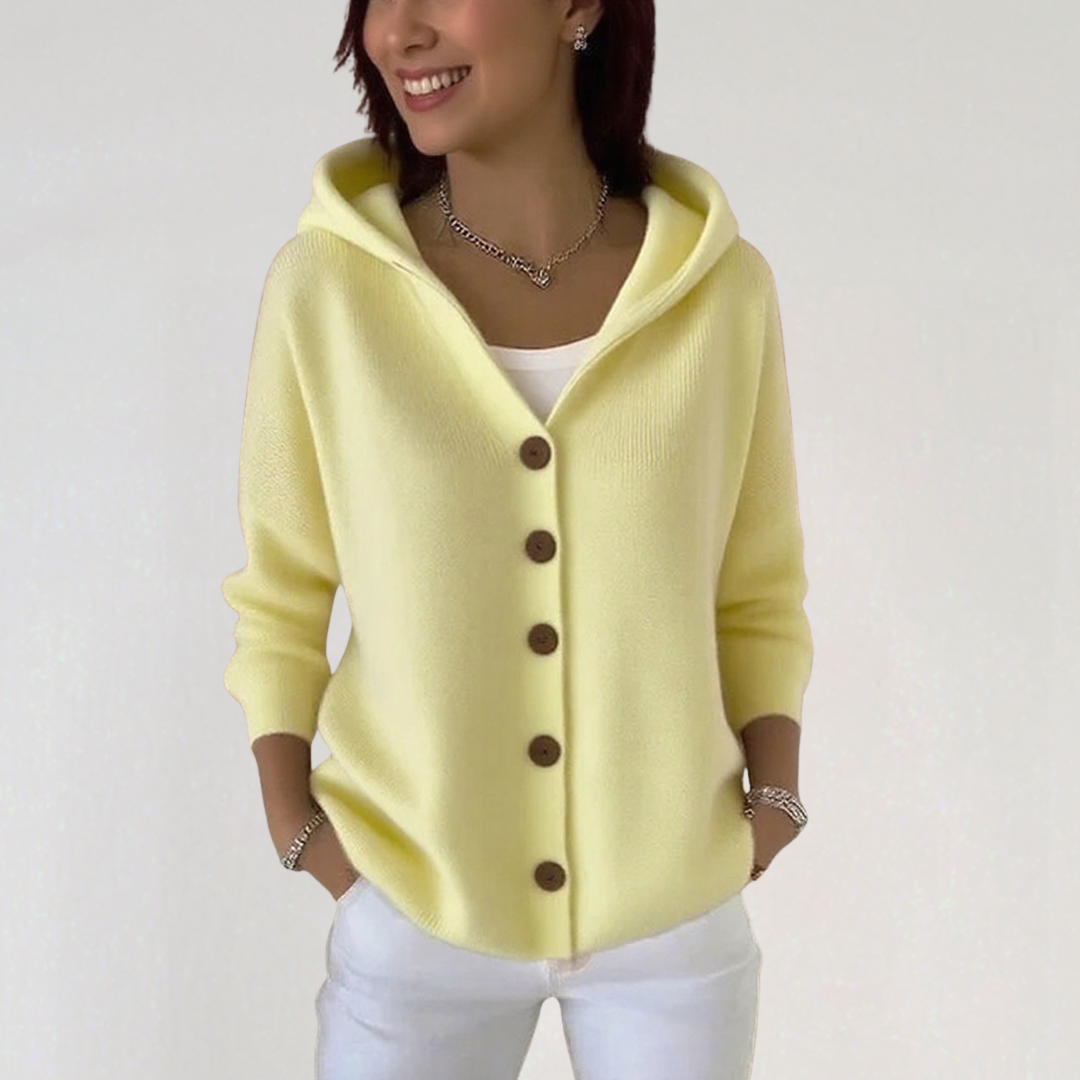Women’s Knit Hoodie Cardigan with Buttons | Casual Soft Sweater Jacket