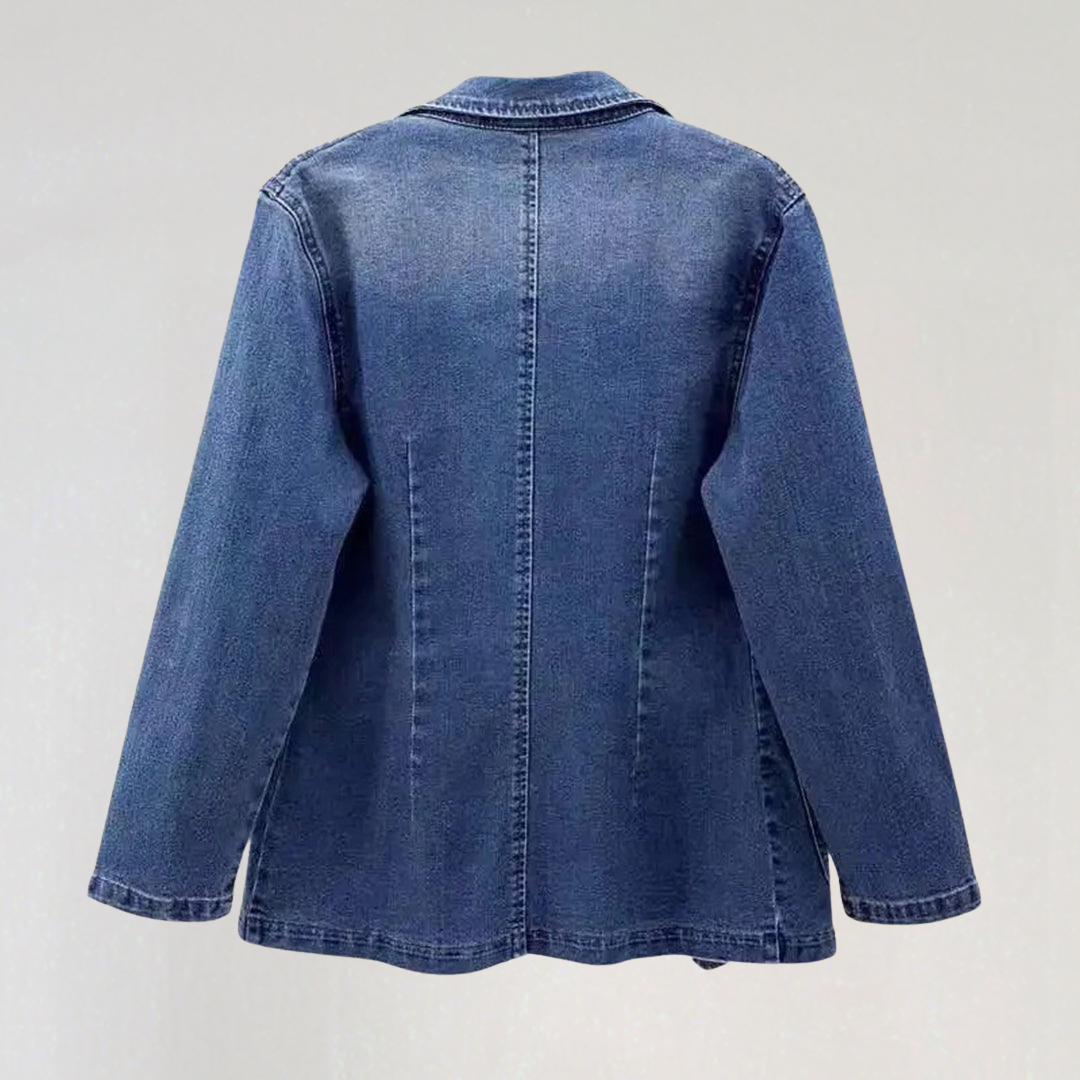 Casual Denim Jacket with Pockets | Women’s Denim Blazer Jacket