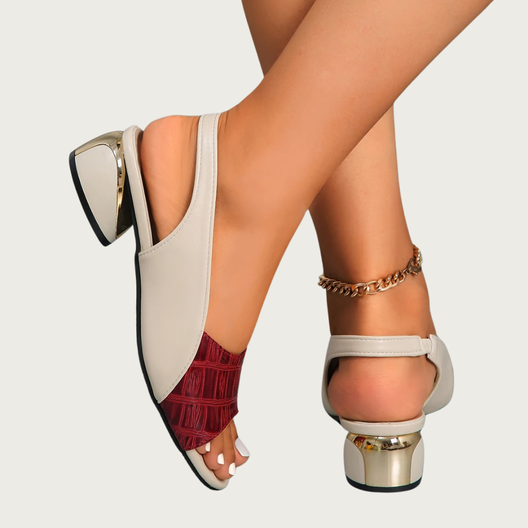 Comfortable Low Heel Peep Toe Slingback Sandals