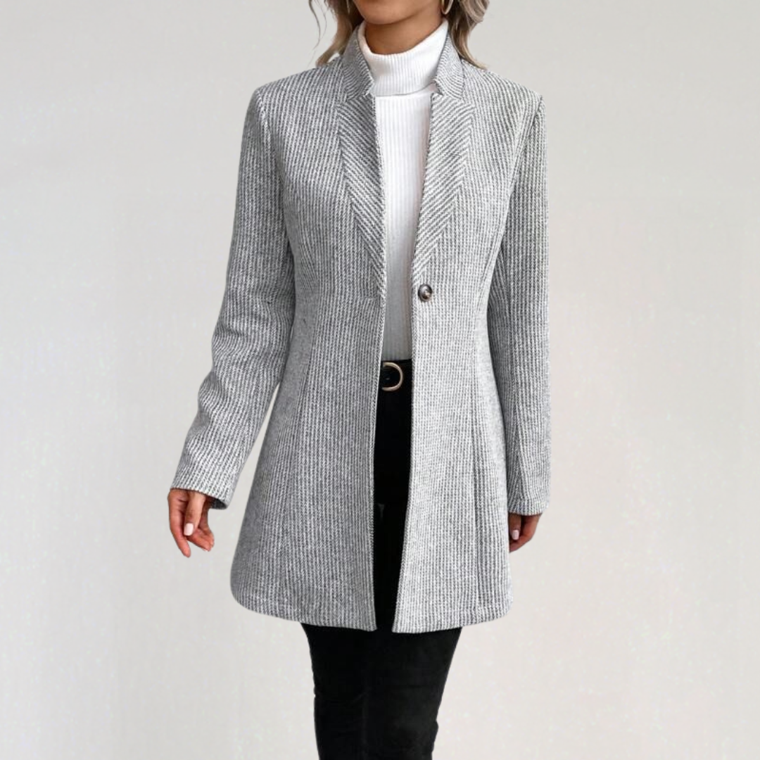 Elegant Women’s Long Blazer Coat | Slim Fit Business Casual Jacket with One Button