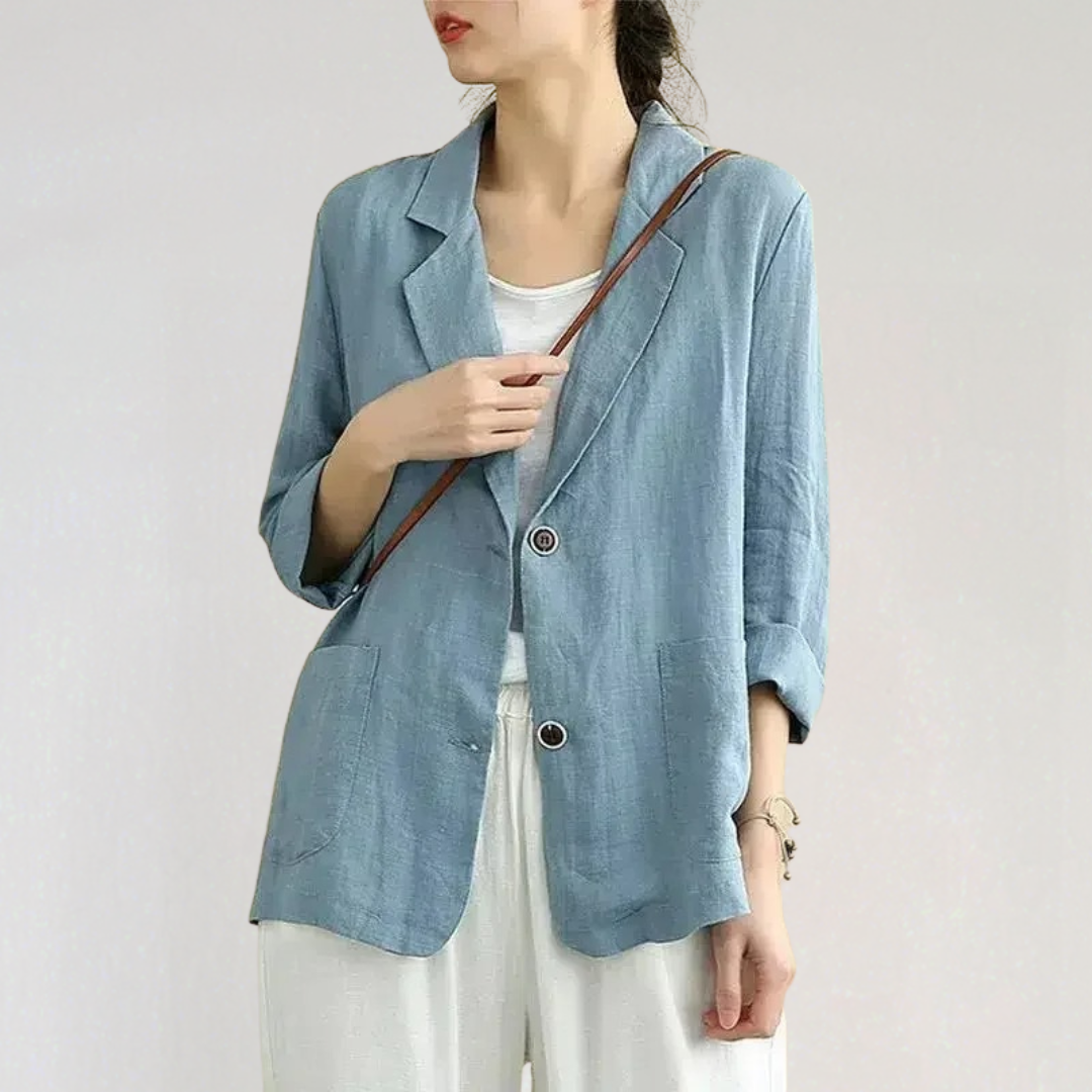 Linen Blazer with Pockets for Women