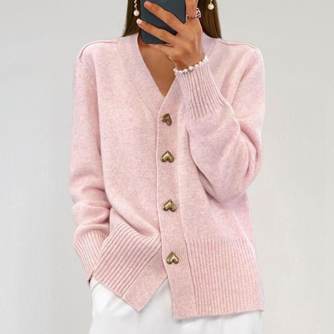 Knitted Heart Button Cardigan