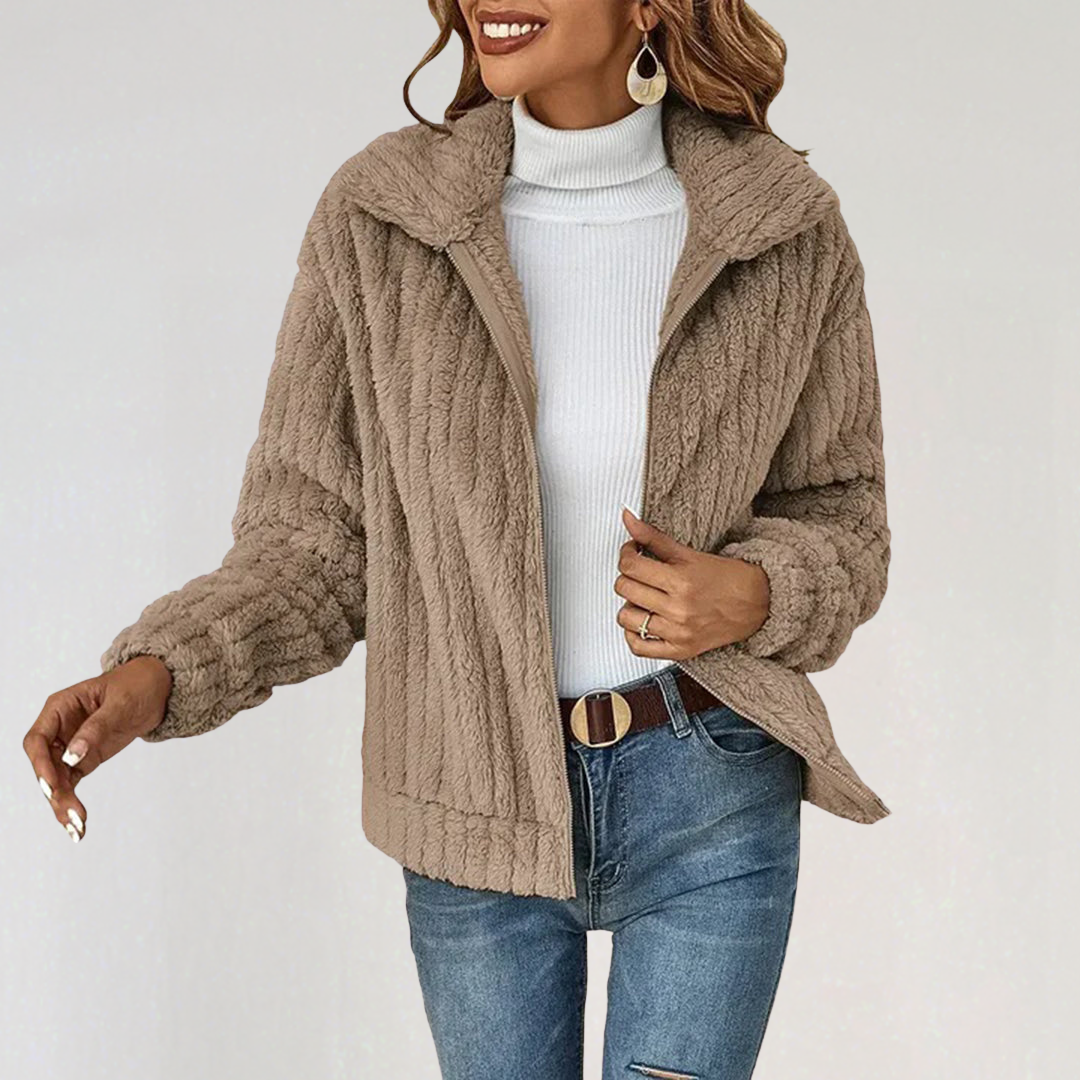 Women’s Cozy Fleece Zip Jacket | Warm Winter Sherpa Coat with Pockets