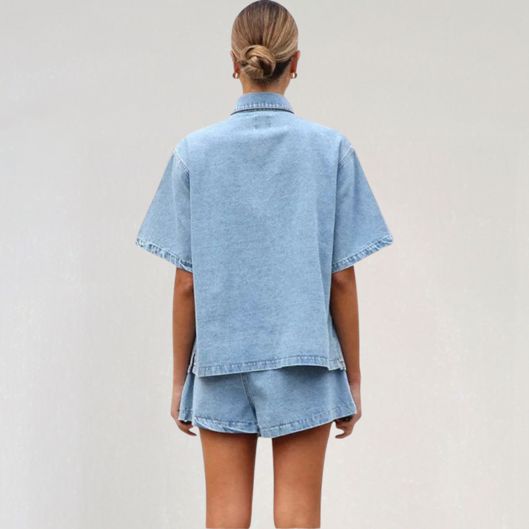 Trendy Two Piece Denim Set for Women