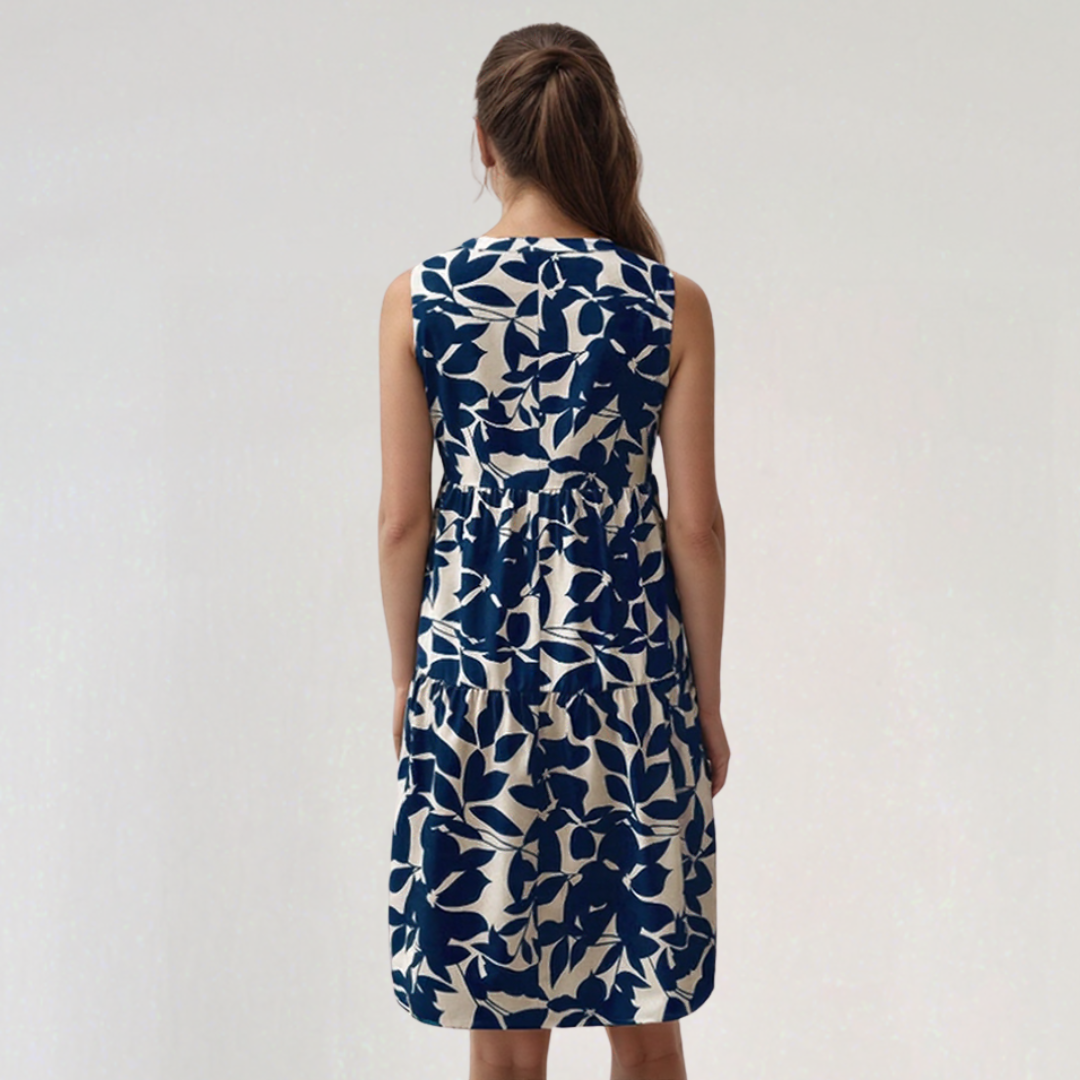 Sleeveless Floral Print Summer Midi Dress