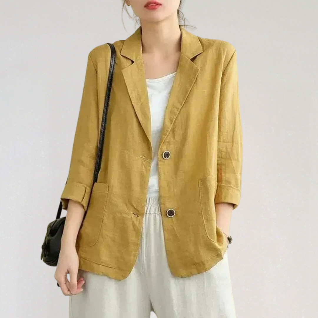 Linen Blazer with Pockets for Women