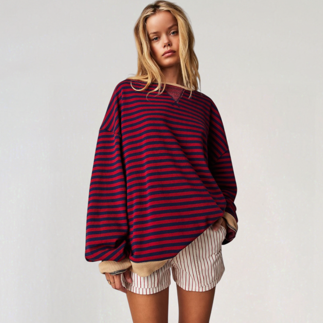 Causal Oversized Stripped Sweatshirt for Women