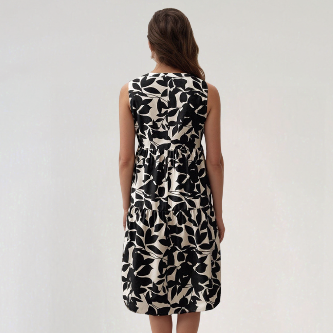 Sleeveless Floral Print Summer Midi Dress