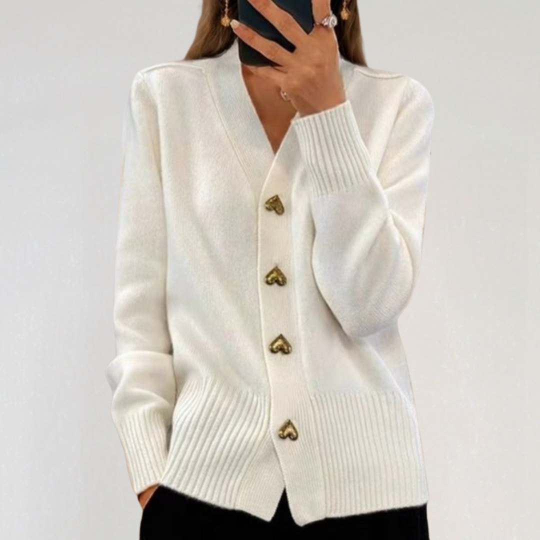 Knitted Heart Button Cardigan
