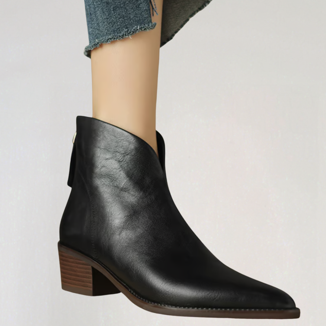 Women’s Pointed Toe Leather Ankle Boots