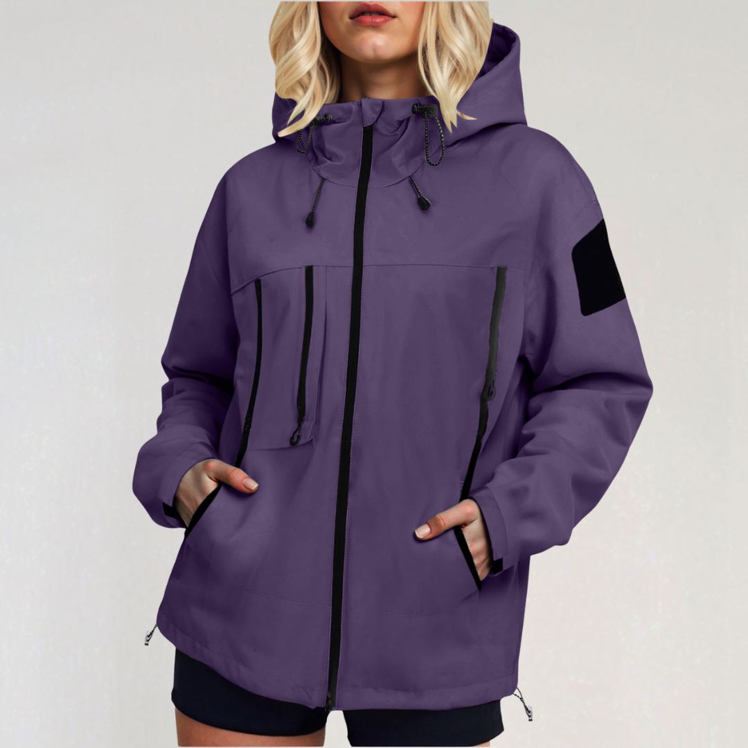 Waterproof Hooded Softshell Jacket with Pockets for Women