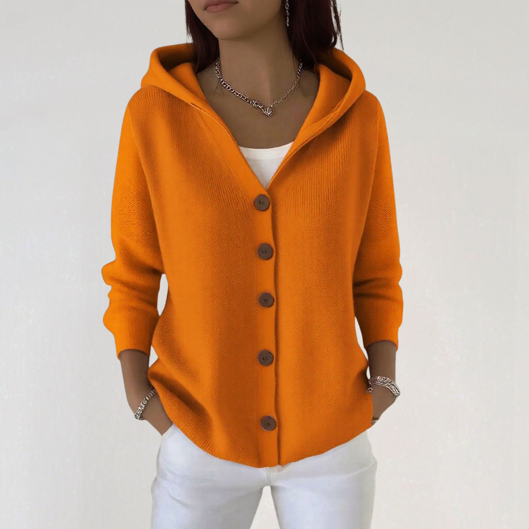 Women’s Knit Hoodie Cardigan with Buttons | Casual Soft Sweater Jacket