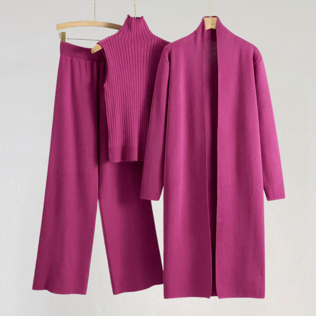 Elegant 3 Piece Winter Set for Women | Matching Knit Loungewear Set
