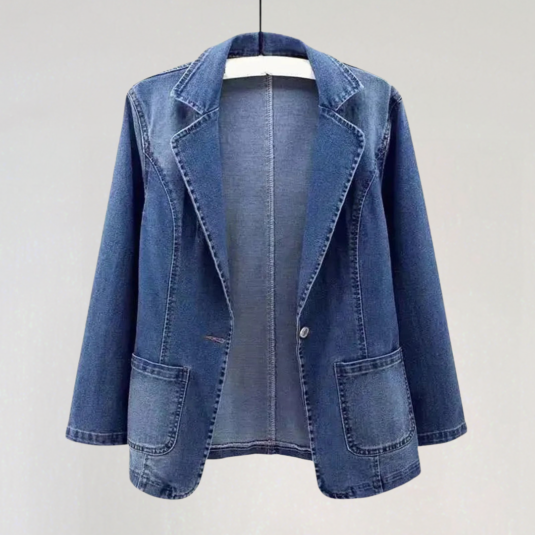 Casual Denim Jacket with Pockets | Women’s Denim Blazer Jacket