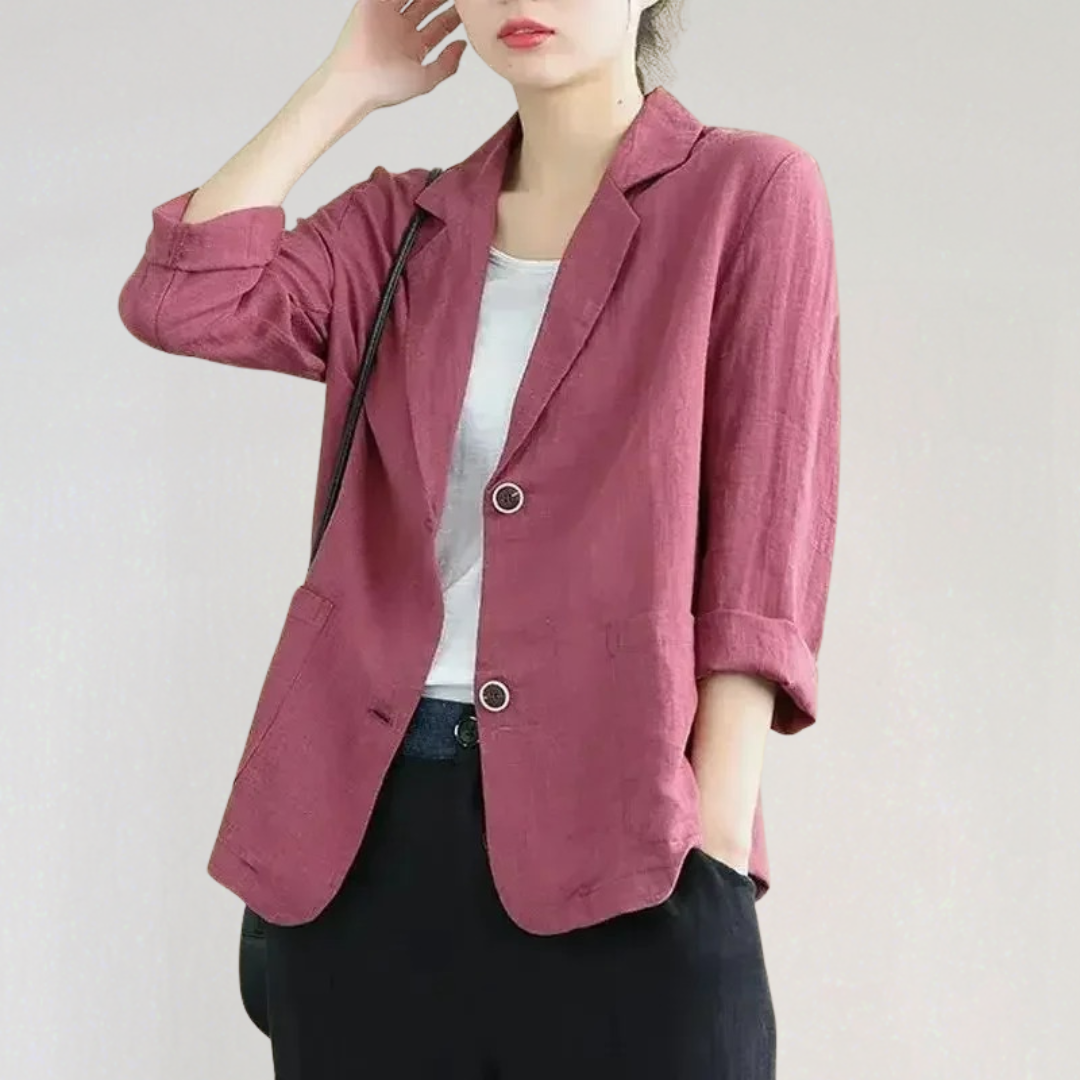 Linen Blazer with Pockets for Women