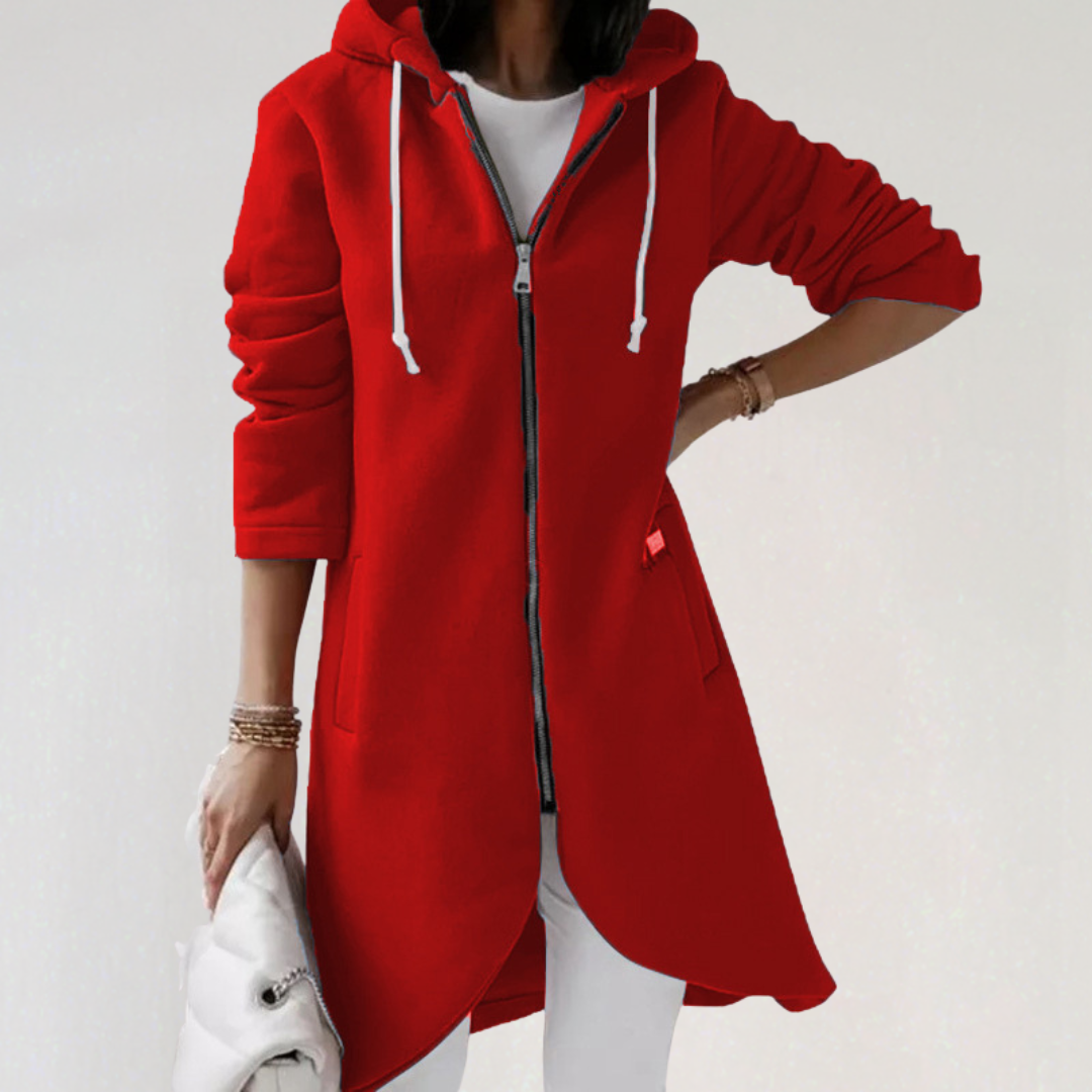 Longline Zip-Up Hoodie Jacket | Sleek Hooded Layering Piece