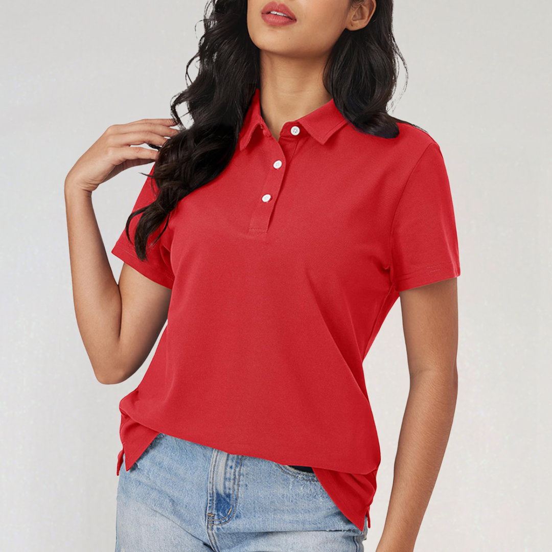 Short Sleeve Cotton Polo Shirt for Women