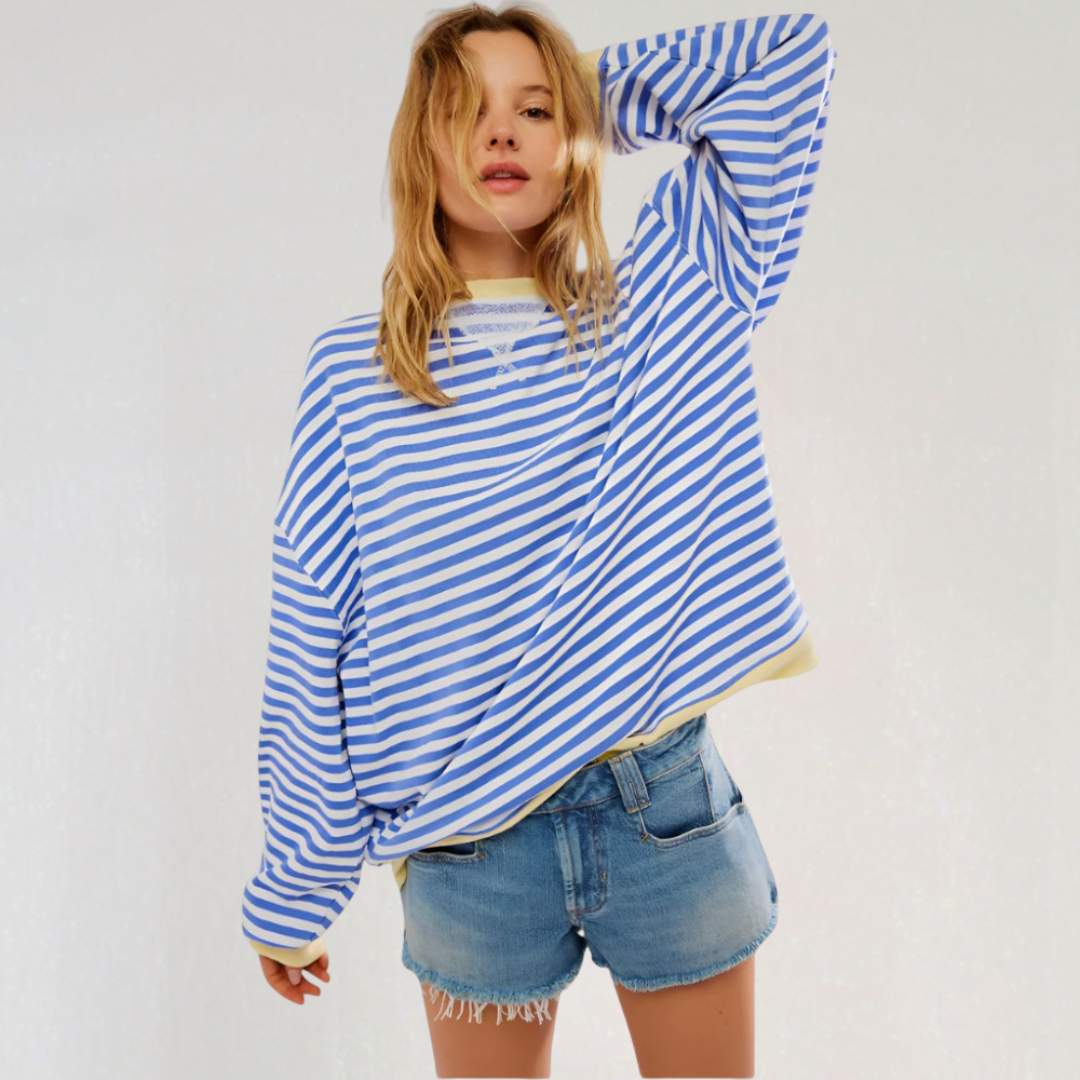 Causal Oversized Stripped Sweatshirt for Women