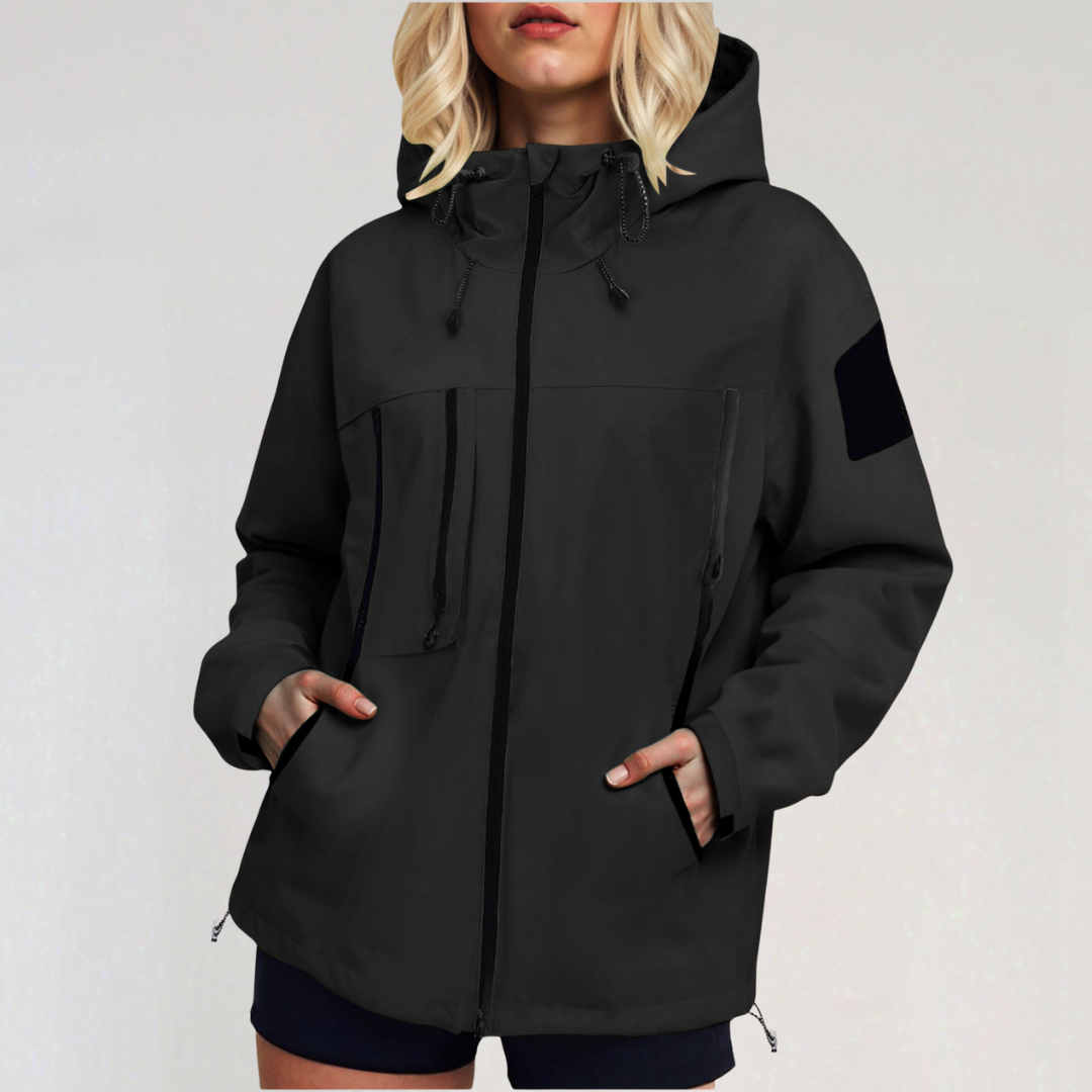 Waterproof Hooded Softshell Jacket with Pockets for Women