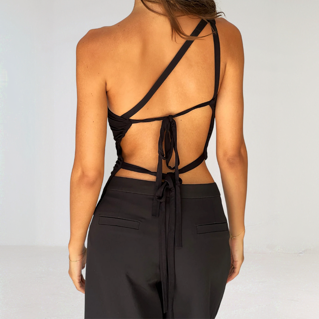 Chic One Shoulder Cut Out Top