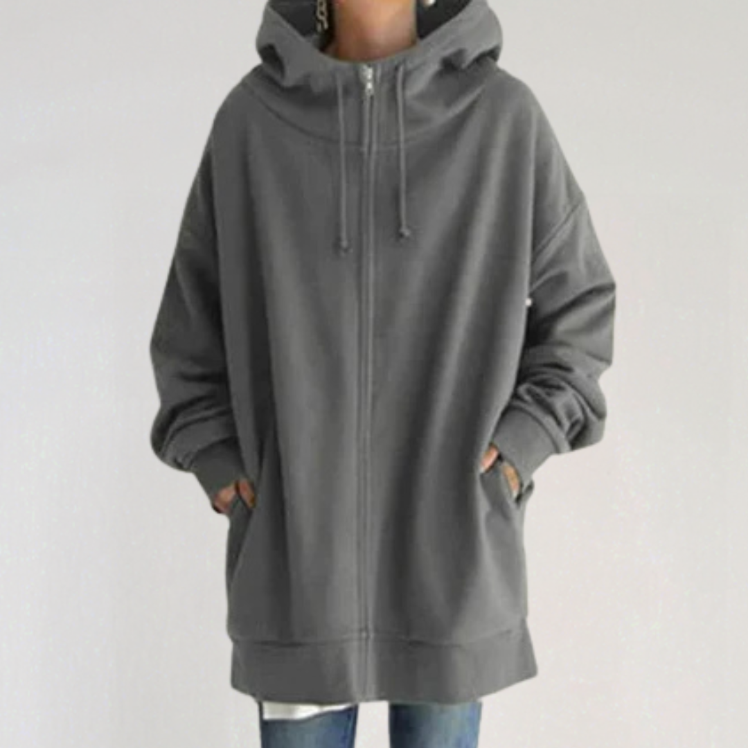Long Women's Hoodie with Zipper for Autumn/Winter