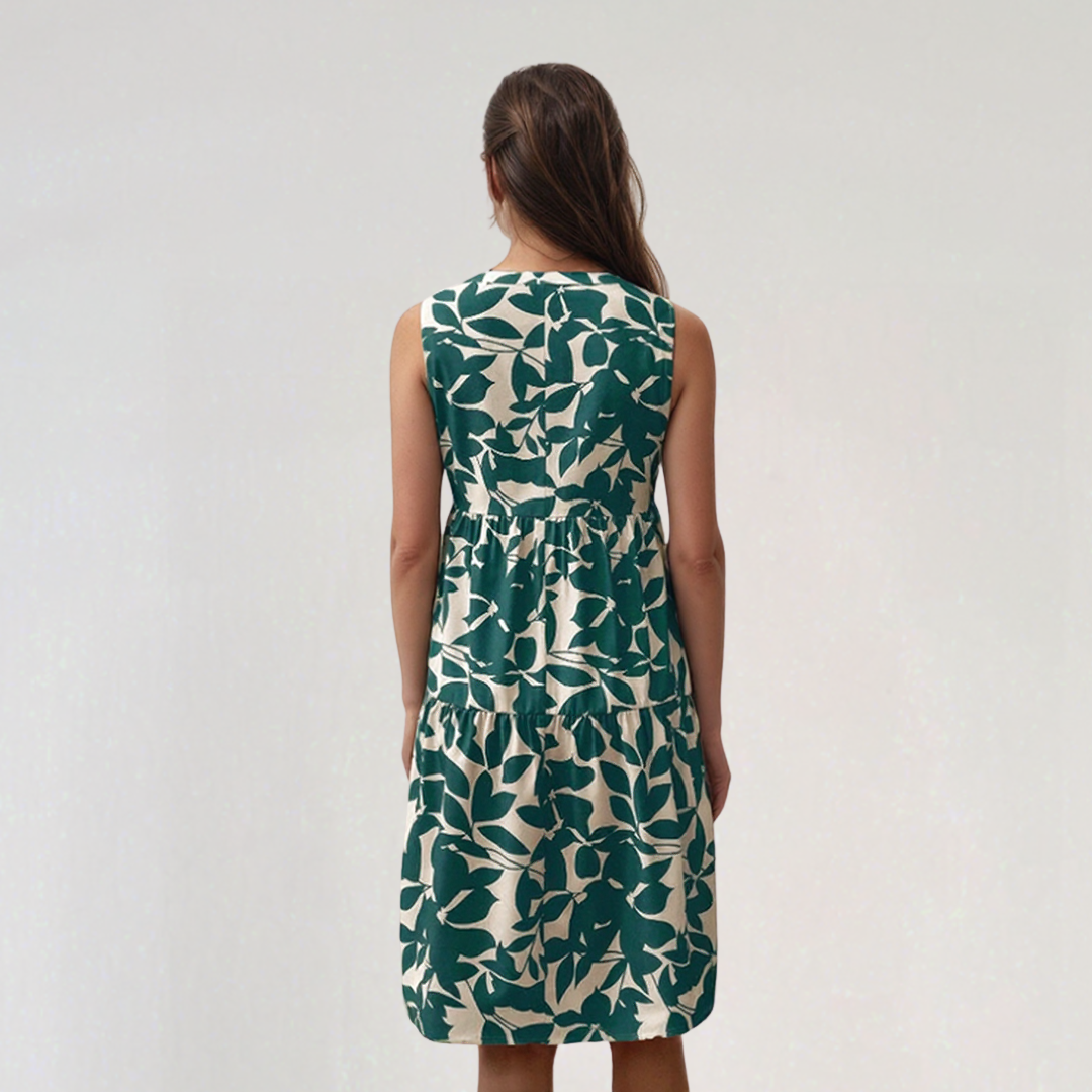 Sleeveless Floral Print Summer Midi Dress