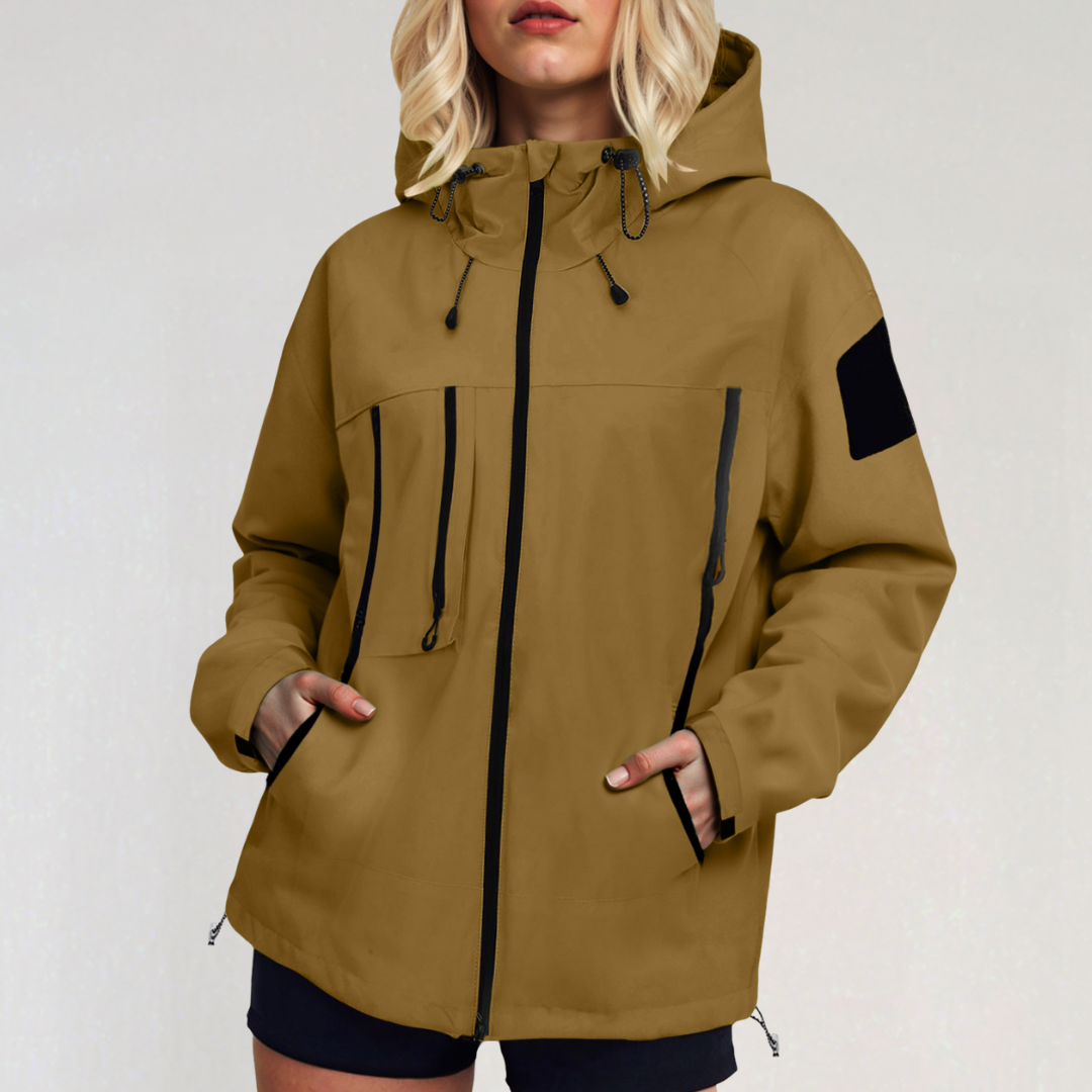 Waterproof Hooded Softshell Jacket with Pockets for Women