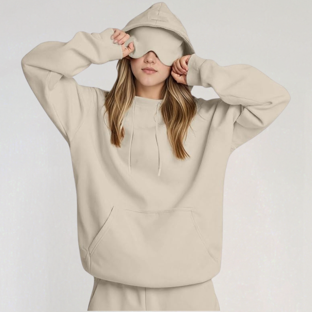 Oversized Hoodie with Built-in Sleep Mask | Cozy Travel Hoodie for Women