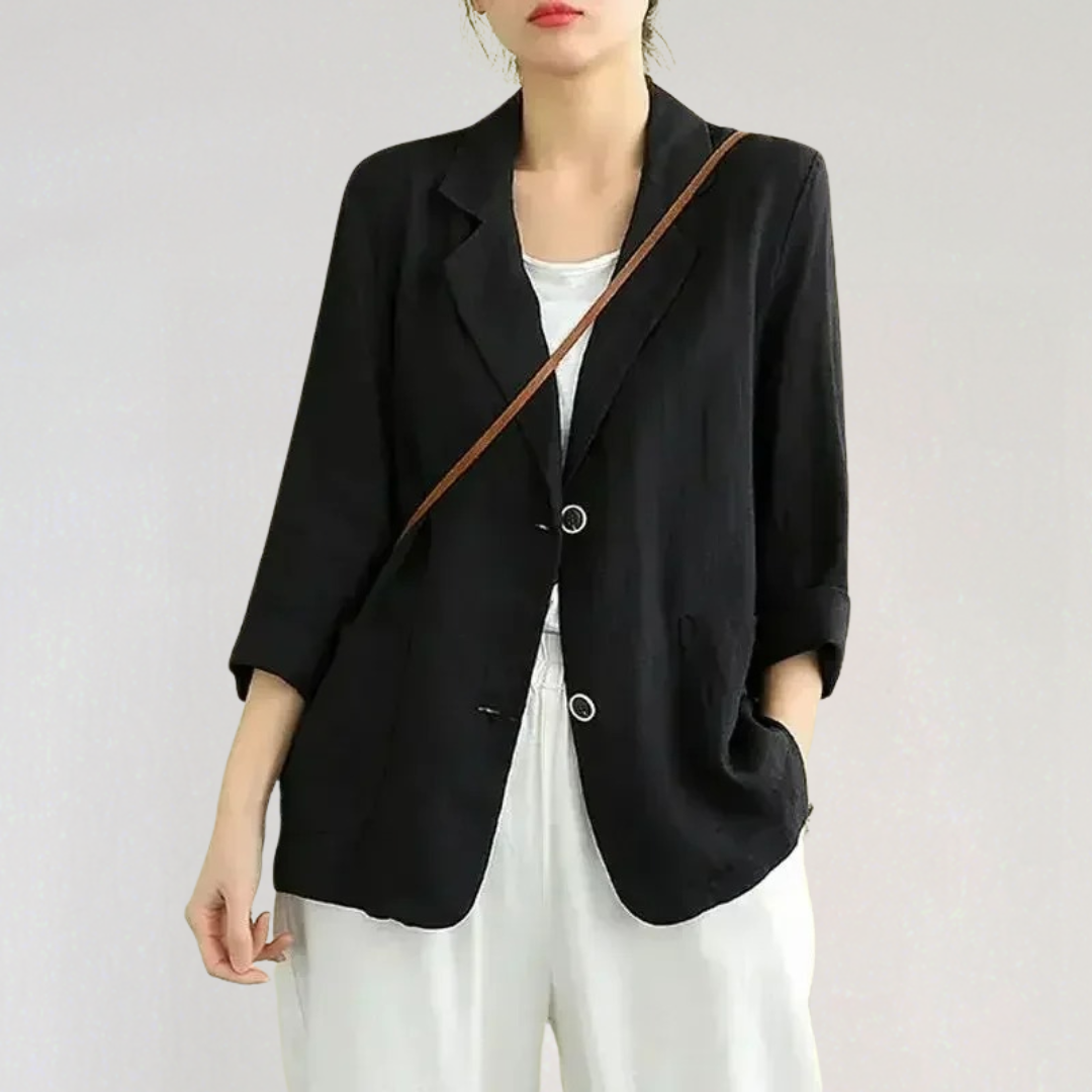 Linen Blazer with Pockets for Women